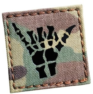 Shaka Hang Loose Skeleton Bones (Multicam IR) Compatible with Velcro, Surfer Funny Morale Laser-Cut Patches for Backpacks, Patches for Caps, Plate-Carrier Patches