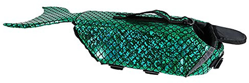 Hundeschwimmwesten, tragbare Schwimmweste für kleine, mittlere, große Hunde, Rettungsschwimmer für Hunde, Schwimmweste für Wassersicherheit am Pool, Strand, Bootfahren, Meerjungfrau, Grün S
