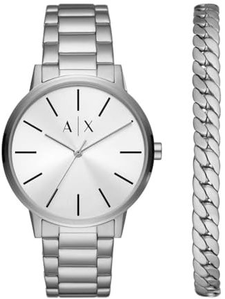 Armani Exchange Herren Quarz 3 Zeiger Uhr mit Armband AX7138SET