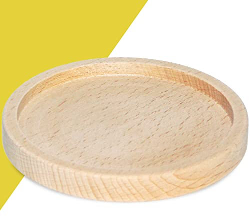 WIKAKERZEN Kerzenteller für Taufkerzen Hochzeitskerzen der Kerzenuntersetzer Teller ist ideal für Kerzen als Dekoteller zum Dekorieren oder als Geschenkartikel (Buchenholz, Kerzen bis 10cm)