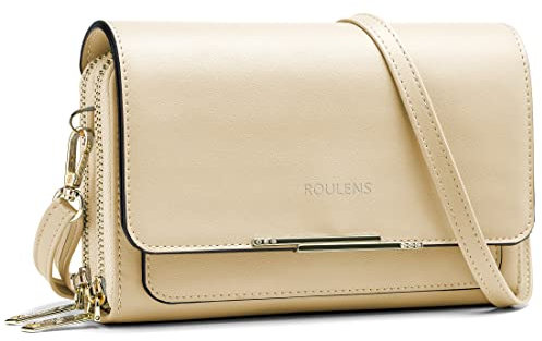 Roulens Klein Handy Umhängetasche,Damen Kleine Umhängetasche,PU Leder Crossbody Schultertasche Reisepass Handytasche mit Kartenschlitz Verstellbar Abnehmbar Schultergurt