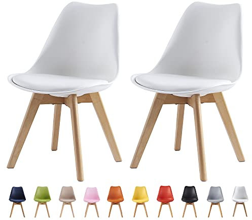mcc direct Esszimmerstühle im 2er Set, Küchenstühle, Bürostühle, Designer Schalenstuhl, Eva (Weiß)