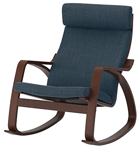 IKEA POÄNG Schaukelstuhl, braun/hillared dunkelblau