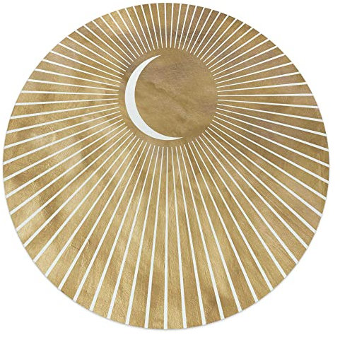 REINDERS Glasbild, Mond, Schlafzimmer, Poster, Wanddeko, Glasbilder, Glas, Gold, Ø 50cm