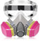 Half Facepiece Respirator, Reusable Chemicals Respirator with 60926 Filters and Goggle for Painting,Gas, Dust, Machine Polishing, Organic Vapors, Epoxy Resin