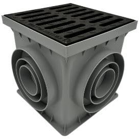 MCH Desagüe para patio (clase A15 – 1,5T, 250 x 250 x 250 x 250 mm, rejilla negra hasta 12,5 T)