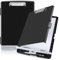 JIANTA Porte-bloc avec Rangement, Prote-loc A4 avec Pince pour Documents, Planchettes à pince Plastique A4 avec Compartiment, Léger Porte Document Noir avec Clip Discret Idéal pour le Travail