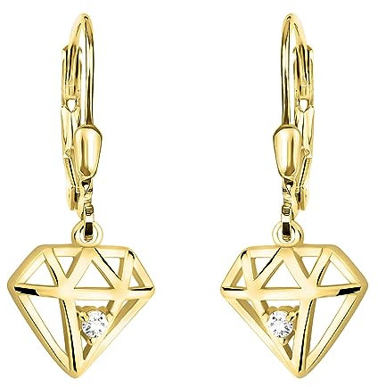 SOFIA MILANI - Damen Ohrringe 925 Silber - vergoldet/golden & mit Zirkonia Steinen - Geometrie Drachen Viereck Ohrhänger - E2241