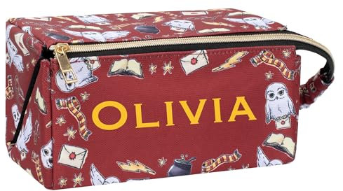 Harry Potter - Personalisierte Harry Potter Hogwarts große Make-up-Tasche – benutzerdefinierte Kulturbeutel Reise Kosmetiktasche für Mädchen