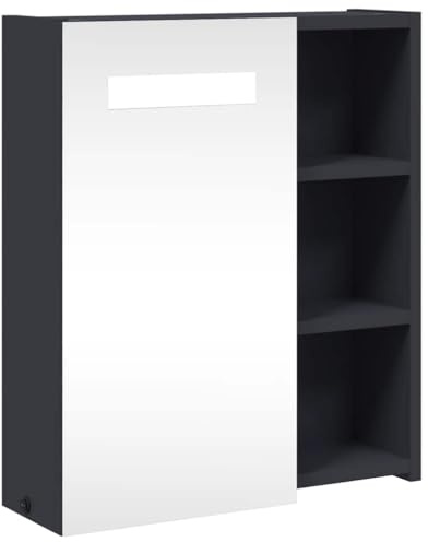 vidaXL Spiegelschrank mit LED-Beleuchtung Grau 45x13x52 cm