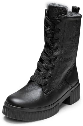 VITAFORM Stiefeletten Damen Gefüttert - Wasserabweisende Winterschuhe Damen - Warme Damen Stiefel Lammfell-Gefüttert für den Winter schwarz 41