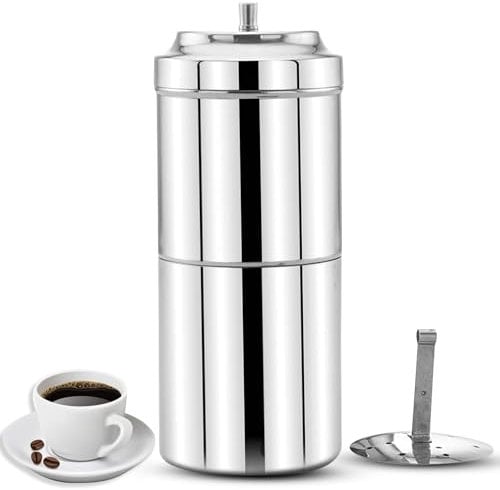 AADHIK South Indian Filter Coffee Maker 200 ML 2-4 Cup Mug Dripper Stainless Steel Medium Size for Home & Kitchen