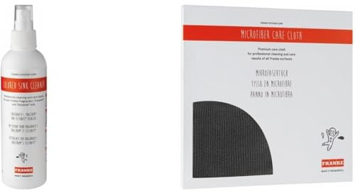 Franke - Produits d'entretien évier - Set d'entretien : nettoyant pour éviers et cuves Fragranit, Fraceram et Tectonite (flacon de 250 ml) + chiffon en microfibre -