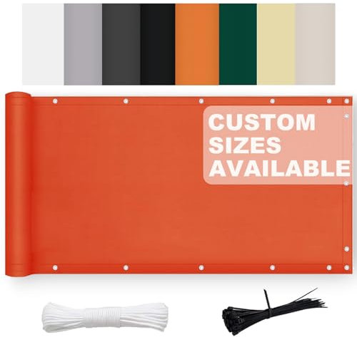 Aiyaoo Balkon Sichtschutz Wetterfest mit Ösen 80x800cm, Balkonumrandung UV-Schutz, Zaunblende Blickdicht,für den Gartenzaun oder Balkon, Orange