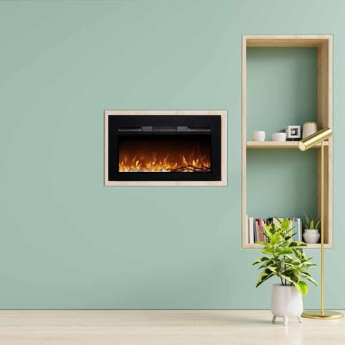 Chimeneas eléctricas ElectricSun Paula XXS Vidrio Negro, de Pared, de Suelo o empotrable, 3 Colores, L76xH45x16cm