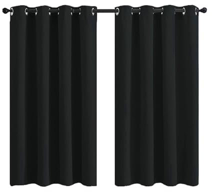 Bishilin Vorhänge Verdunklung mit Ösen 132x213CM, Gardinen Blickdicht 2er Set Schwarz Modern Einfarbig Verdunkelungsvorhänge Kinderzimmer Schlafzimmer Wohnzimmer