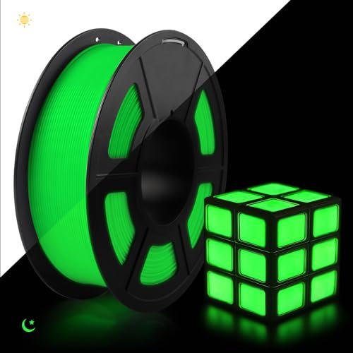 TECBEARS Glow in the Dark Filament PLA 1.75mm, PLA Leuchtet Filament Grün, Maßgenauigkeit +/- 0.02mm, 1kg Spule Filament PLA für 3D Drucker, Leuchtendes Grün