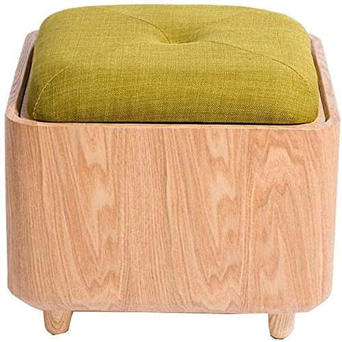 Footstool under table,Storage Footstool Footstool Multifunctional Solid Wood Footstool Simple Locker Storage Sundries Spare Shoe Stool Pouf Makeup Chair Table (Matcha) high Capacity (Matcha