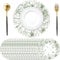 50 tovagliette di carta rotonde, tovagliette di carta con fiore verde, tovagliette di carta fiore verde salvia, rotonde, Ø 34 cm, Decorazione in stile cinese per compleanno, matrimonio, festa