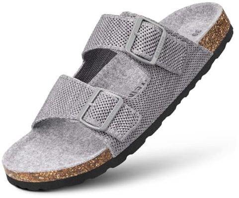 Giesswein Merino Slides Men - Pantolette mit ergonomischem Korkfußbett | Stufenlos verstellbare Riemen aus Ajour-Strick & weiche Merino-Decksohle – luftige Komfort-Sandale für Herren im Sommer