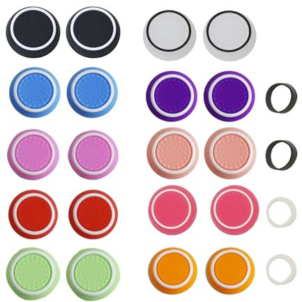 20Stück PS5 Controller Sticks Grips,Joystick Kappen PS4 PS5 Controller Zubehör,Silikon Thumbsticks Grips Ersatzkappen Kompatibel für Xbox One Series Playstation mit Antirutsch Joystick-Schutz Aufsätze