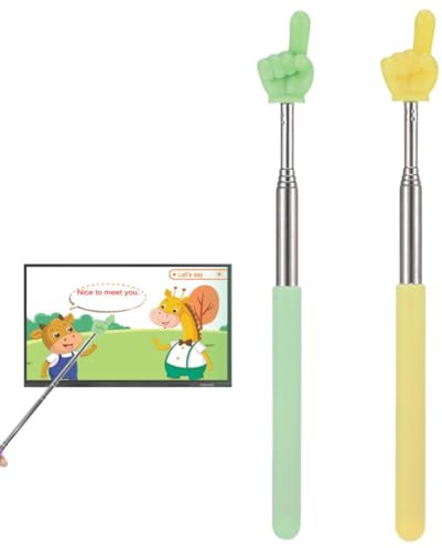BOPRKTM 2 Piezas Telescópica Profesores Puntero Punteros Telescópicos para Maestros Mini Puntero Retráctil Puntero Extensible de Mano Punteros Presentaciones de Acero Inoxidable Puntero de Dedo