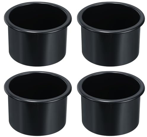sourcing map 4 Pcs Plastic Drop-in Cup, 2.52 x 4 Drink Can Holder Poker Table Cup Holder Insert for Sofa Boat Car Marine, Black