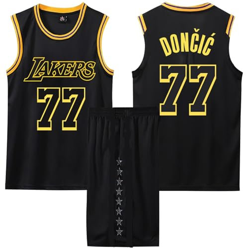 2-Teiliges Kinder/Erwachsene Basketball Trikot Shirt und Shorts, Kinder/Erwachsener Basketball Trikot Set, Basketball-Spieltrikots für Herren/Jungen schwarz L