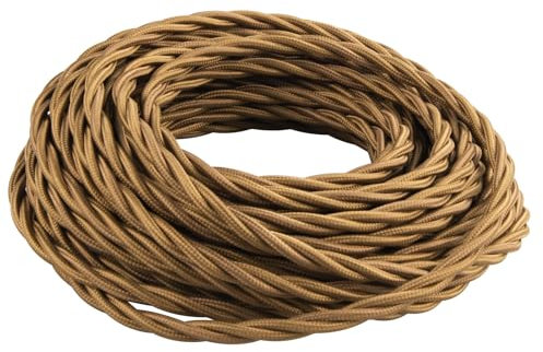 Urcianow 10M Filo Elettrico Intrecciato Amarcord Vintage 3 Fili 3x0,75mm² Cavo Elettrico Corda Canapa Retrò per Lampade da Terra Lampadari Sospesi e Progetti Fai da Te Colore Marrone con Messa a Terra