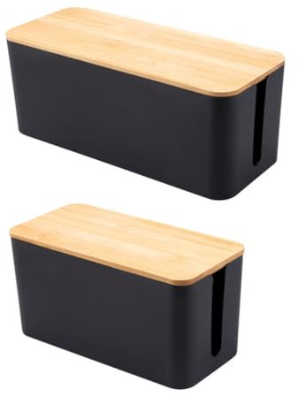 Vaguelly 2pcs Socket Storage Boxes Outlet Protector Cover Plastic Wood Material Box Large Capacity
