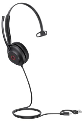 Yealink UH35 USB Headset mit Mikrofon, Mono Headset mit Geräuschunterdrückung, Computer Headset für Teams, für Homeoffice Online Meetings und Callcenter, ganztägiger Komfort