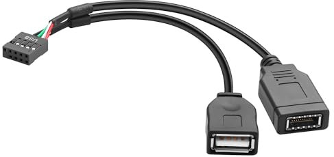 JSADZKJ Câble d'extension de Carte mère 9 Broches vers USB 2.0 9 Broches Femelle vers Deux Type E - Adaptateur USB 2.0 pour Ordinateur Interne Disque Dur (9 Broches vers USB + Type E)