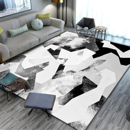 RUGMRZ Teppich Flach Gewebt 300X400Cm Maschinenwaschbar 9 Weiß Outdoorteeppich Modern Moderne Minimalistische Geometrische Abstrakte Wohnzimmer Schlafzimmer