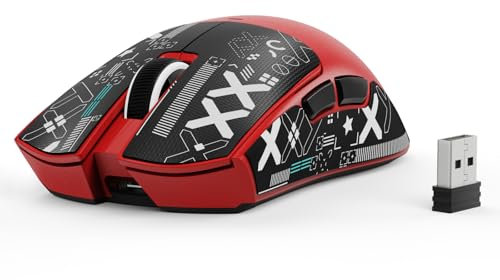 ATTACK SHARK X11 SE Souris Gaming sans Fil, Capteur Gaming PixArt PAW3311, BT/2.4G sans Fil/Câblé, 22000 DPI, 65 Heures d'Autonomie, Souris Gamer/Bureau pour Win11/Xbox/PS/Mac (Rouge + Ruban)