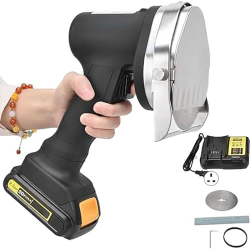 Elektrischer Dönerschneider, Kabelloser Hand-Fleischschneider Mit 2 Klingen (Flachmesser/Wellenschliff), Einstellbare Schnittstärke Von 0–8 Mm, Für Restaurants, Metzgereien Und Imbissbuden