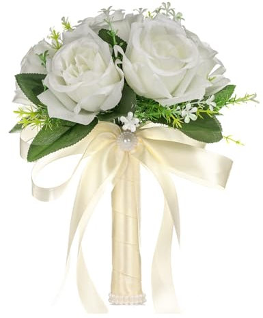 YUGSHNKFC Autunno Rose Bouquet Da Sposa Per Cerimonia di Nozze Esterna Bouquet Di Fiori Artificiali Per Anniversari Rosa di Seta Accessori