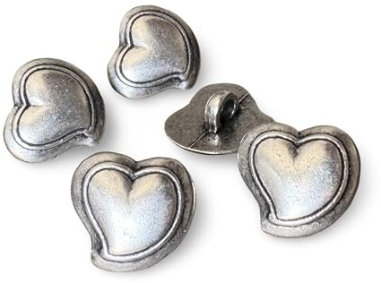 10er Set Metallknöpfe Herz 14mm oder 18mm silber farben Nähknöpfe mit Öse Dirndl Tracht (14mm)