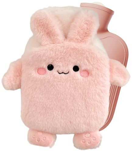 400ML Mini Wärmflasche, Wärmflasche Hase, Zur Reinigung Abnehmbar und Auslaufsicher, Linderung Muskelverspannungen Und Wärme Im Winter