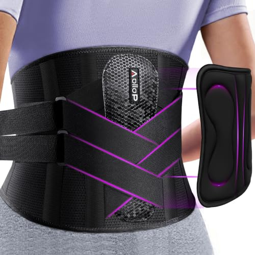 Aollop Back Support Belt for Lower Back Pain for Men and Women, 8X Powerful Back Brace Bionic Support with Soft 3D Pad, Breathable Lumbar Support Belt for Sciatica,Herniated Disc,Scoliosis(Black,L)