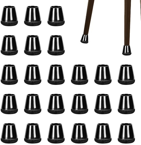 24 capuchons de pieds de chaise, patins glisseurs en silicone avec feutre pour chaises (diamètre 14-23 mm), capuchons de protection pour pieds de chaise ronds - Empêche les rayures sur le sol