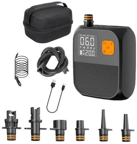 Pompe Paddle Electrique 8000mAh,Pompe à air Portable Sup,Pompe à Air Rechargeable 120 l/Min,écran Tactile LED,Convient pour Kayaks,Voiles et Appareils