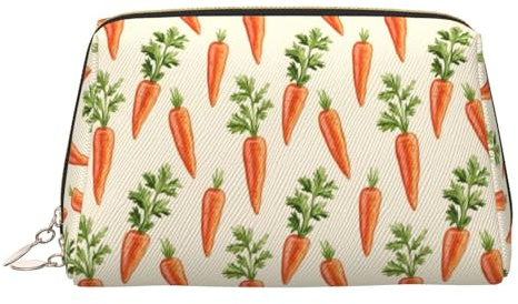 GVYGVY Grande trousse de maquillage de voyage – Trousse de maquillage réaliste en cuir PVC imprimé carotte pour femme avec fermeture éclair, portable et résistante à l'eau – Trousse de toilette pour