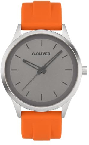 s.Oliver Herrenuhr mit Silikonband - 44 mm - Unisex Silikonuhr für Herren - analoge Armbanduhr mit Quarzwerk - hoher 3 ATM wasserdicht - Kratzfest