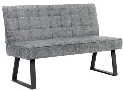 DUBI Möbel Sitzbank Clara 140 cm mit Federkernpolsterung – Moderne Esszimmerbank Grau – Gepolsterte Küchenbank mit 15 cm Polsterung & Metallbeinen Schwarz