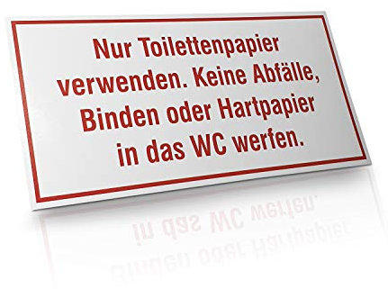 SafetyMarking® Hinweisschild „nur Toilettenpapier verwenden“ | Toilettenhinweis | Toilettenregel | Selbstklebende PVC-Folie 20,0 x 10,0 cm