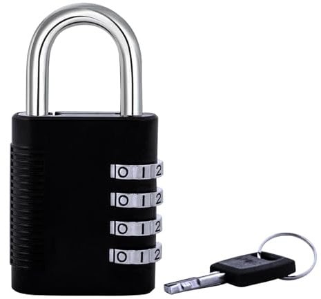 FJM SX-575 Locker Combination Padlock with Key Override and Code Discovery, Black, 1 Pack