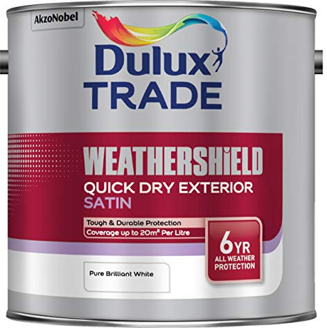 Dulux Trade Weathershield Quick Drying Satin Pure Brilliant White 2.5 Litres