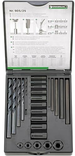 Stahlwille 96713025 905/25 Stud Remover Set, Complete 25-Piece Kit for M5-M16 Threads, 605g, Made in Germany