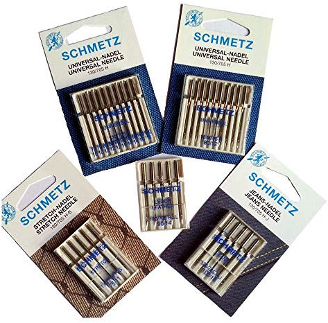 SCHMETZ Nadeln-Set, Nadeln für Jeans, Stretch und Leder, 40er Pack, Nähmaschinen-Nadel-Set