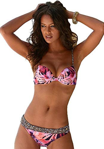 JETTE Damen Push Up Bügel Bikini (Cup AA) (Bunt, 34 (65))